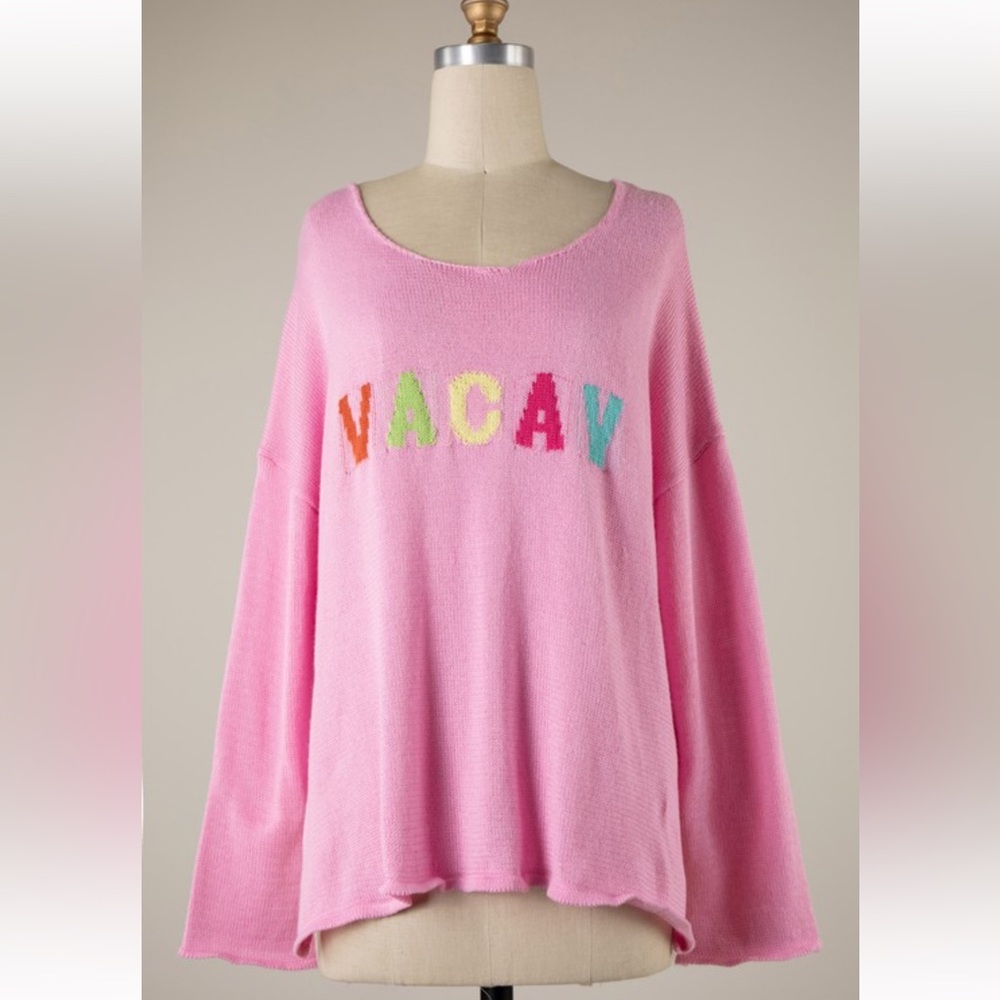 Miracle Brand Light Pink VACAY Lightweight knit Long Sleeve Sweater